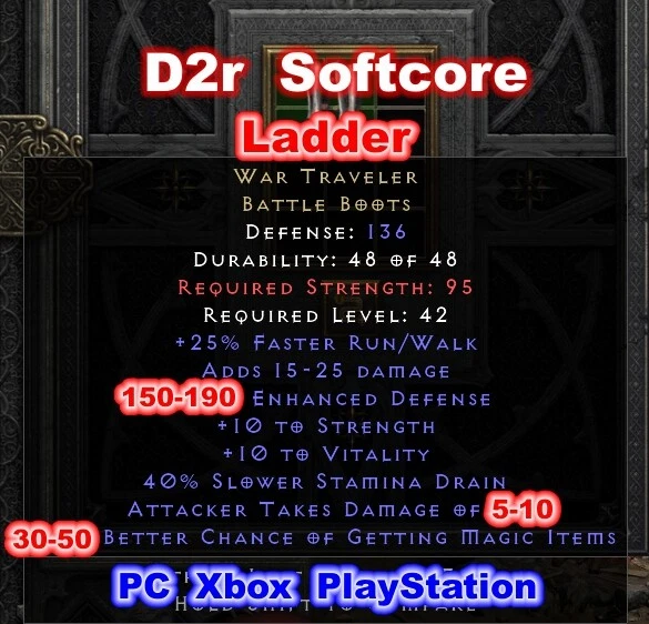 S4 LADDER WAR TRAVELER WT TRAV MF BOOTS PCXBOXPS4PS5SWITCH Diablo