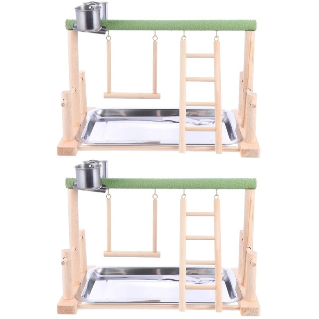 2 stücke Papagei Spielstand Vogel Spielplatz Holz Barsch Gym Training Stand