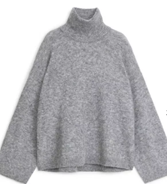 Arket Alpaca Wool Roll Neck Jumper. Bnwt RRP £97. Grey Size Small