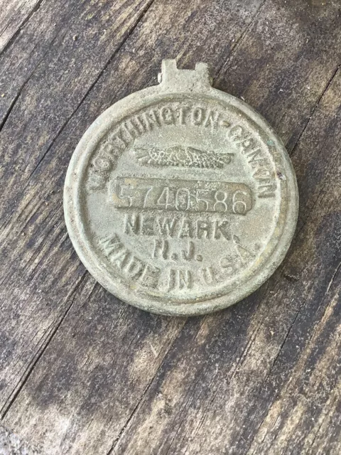 Vintage Worthington Gamon Brass Water Meter Cover Newark New Jersey Lid Only