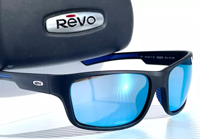 NEW Revo POINTE Matte Black POLARIZED Blue Water Lens Sunglass RE 1237 11 BL