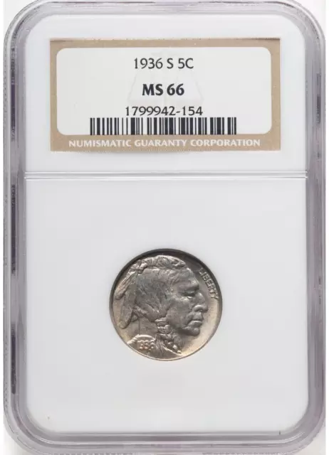 Gem 1936-S Buffalo Nickel NGC MS66