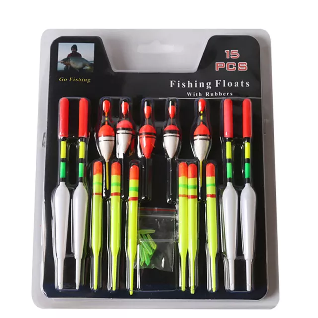 15Pcs Vertical Buoy Sea Fishing Float Assorted Size with Attachment Fishing L ZR