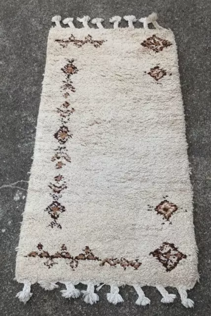 60er Berber Teppich Vintage Carpet Rug Wolle 135 x 70 Marokko Brücke 70er G54