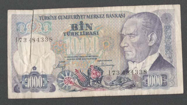 Türkei / Turkey; P. 196); 1.000 Lire / Lira von 1986