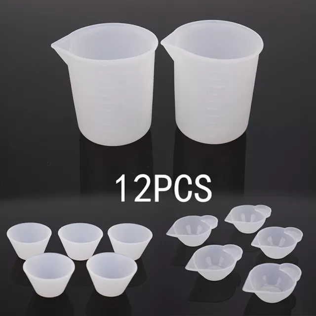 12Pcs Silicone Mixing Measuring Cups UV Resin Mold DIY Casting Jewelry Tool _ji