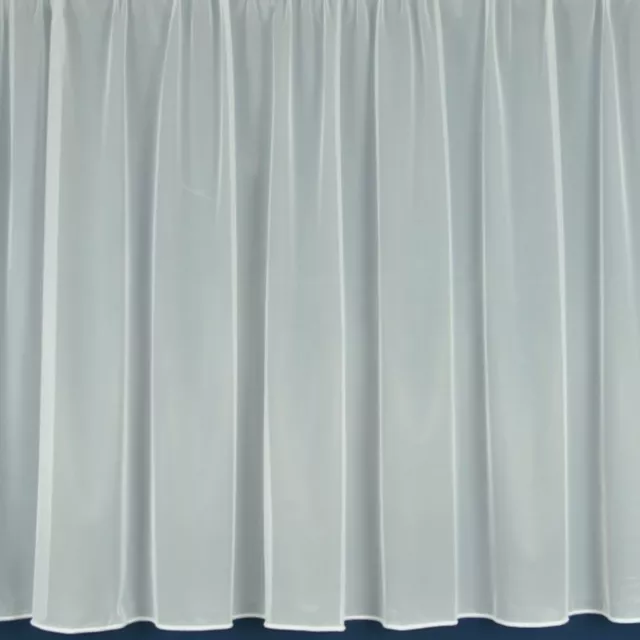 Plain White Lead weighted Straight Hem Slot Top Net Curtain - Sold By The Metre