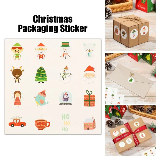 Xmas Christmas Tags Packaging Sticker Sealing Label Santa Claus Elk Snowman