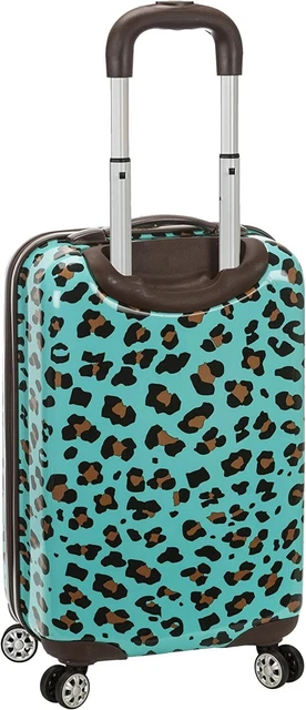 ROCKLAND NEW Blue Leopard Print Hardside Spinner Wheel 20" Carry-On Luggage