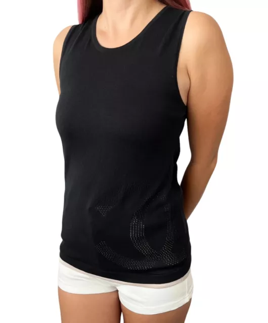 CHANEL SPORT VINTAGE 08C Big CC Logo Knit Tank Top #38 Black Cotton RankAB  $312.00 - PicClick