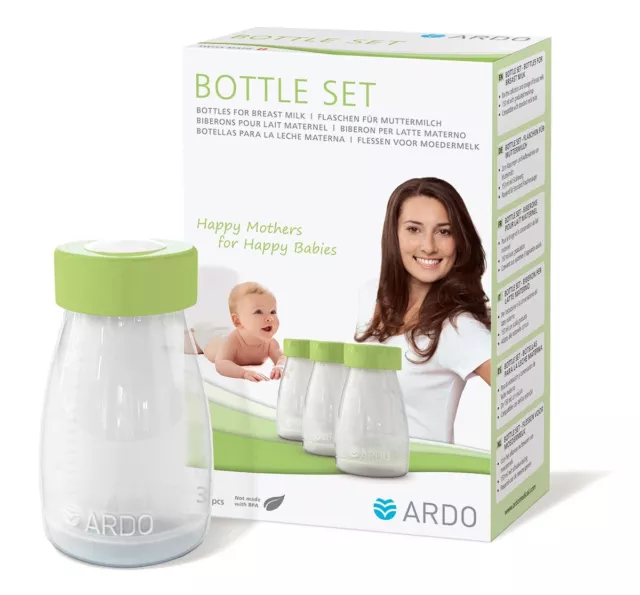 Ardo Bottle Set, Flaschen zur hygienischen Aufbewahrung von Muttermilch, 3 Stk