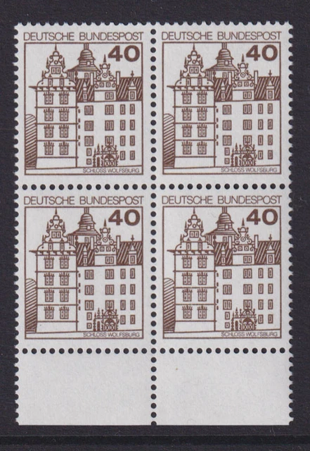 Bund 1037 mit Unterrand 4er Block Burgen+Schlösser 40 Pf postfrisch