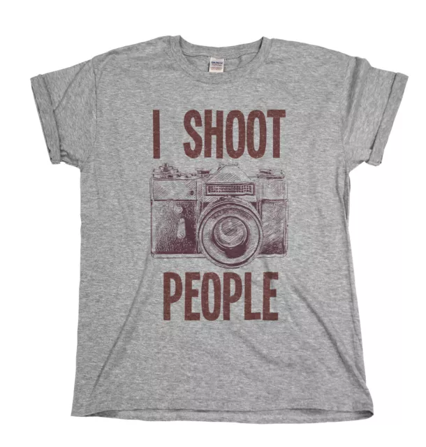 T-shirt biologica I Shoot People PHOTOGRAPHY uomo donna fotocamera regalo fotografo