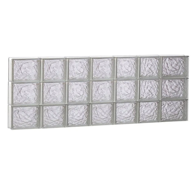 Clearly Secure Glass Block Window 44.25"x17.25" Frameless Ice Pattern Non-Vented