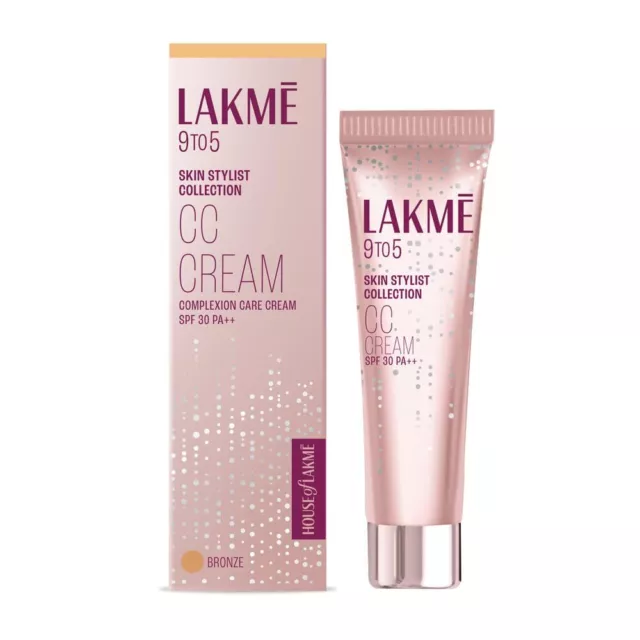 Crema Lakme 9to5 CC con SPF30 PA++ - Bronce | Enriquecida con 3% de niacinamida 30 g