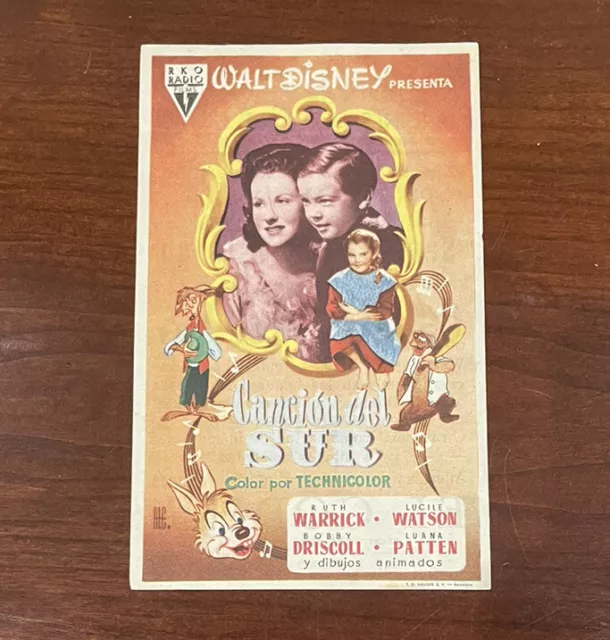 Walt Disney Song Of The South Spanish Herald Theater Flyer 1955 Rare Walt Disney Song Of The South Spanish Herald Theater Flyer 1955 Rare