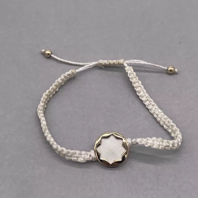 House of Harlow Sunburst Macrame Bracelet Braided Cord Adjustable White 3