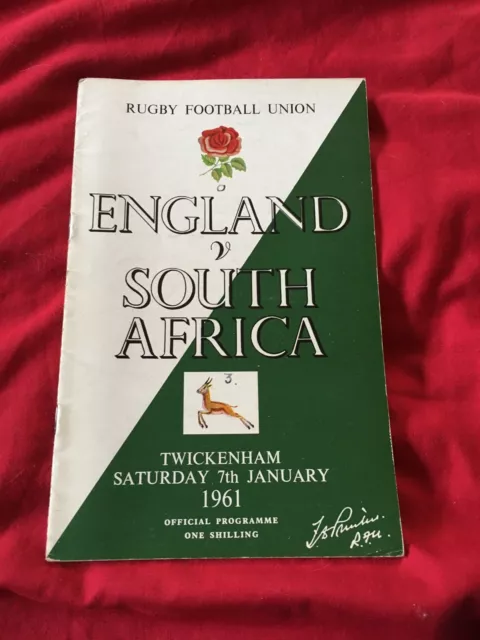 1961 England V South Africa Springboks Test International Tour Rugby Programme