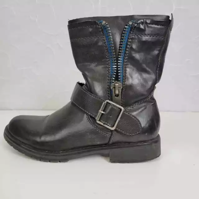 Madden Girl Womens Fashion Boots Size 6.5 Black Leather Buckle Zip Ankle