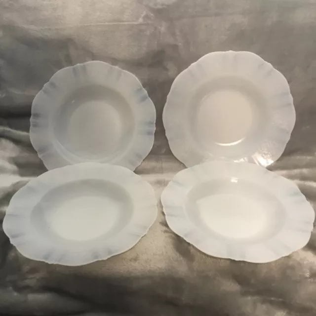 Four MacBeth Evans Monax White AMERICAN SWEETHEART Flat Soup Bowls 9.5”