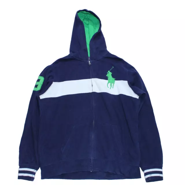 Polo Ralph Lauren Zip Hoodie Youth XL 18 20 Blue Green Big Pony Knit Hooded