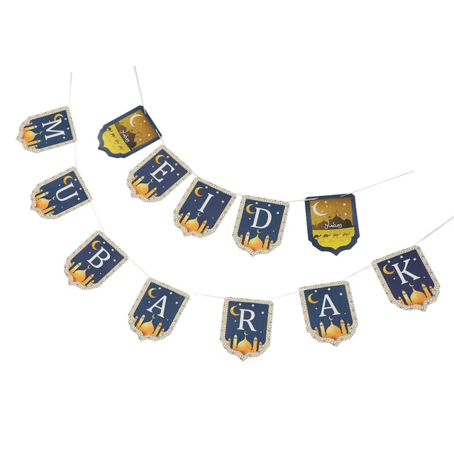 Suministros de fiesta de Ramadán Eid Mubarak letrero porche fiesta cosas pancartas arte latte