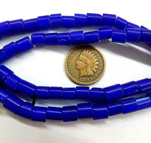 Cobalt Trade Beads White Heart Antique style Hudson Bay 1800's Draw Style 6mm