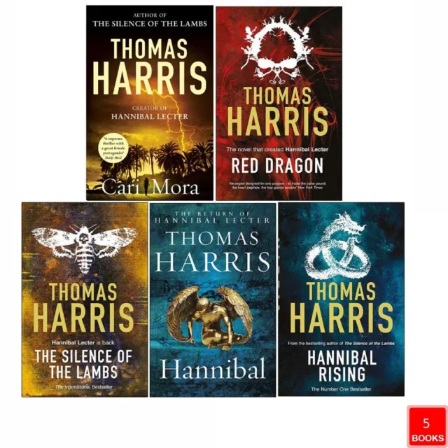 Thomas Harris 5 Books Collection Set Cari Mora, Hannibal Lecter Series PB NEW