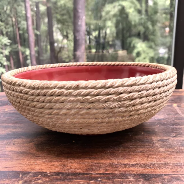 VTG Rope Ceramic Bowl Italy FACCIOLINI CASTELLI? Accent Signed Art Pottery 8.5"