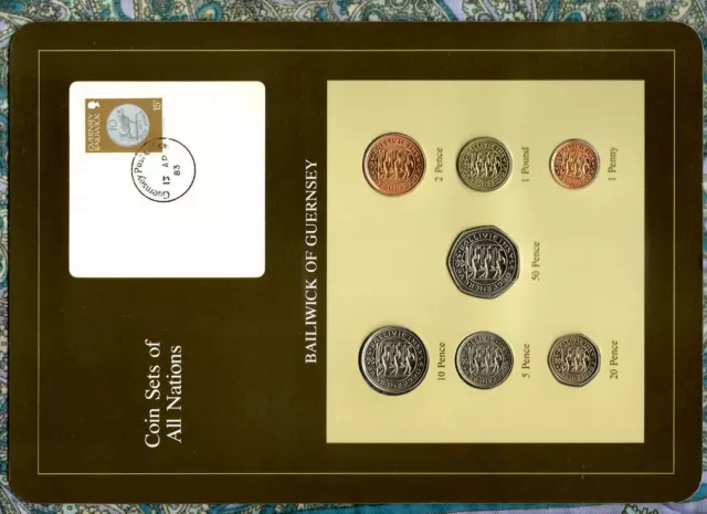 Coin Sets of All Nations Guernsey Brown 1979-1982 UNC £1 1981 Lily 13AP83