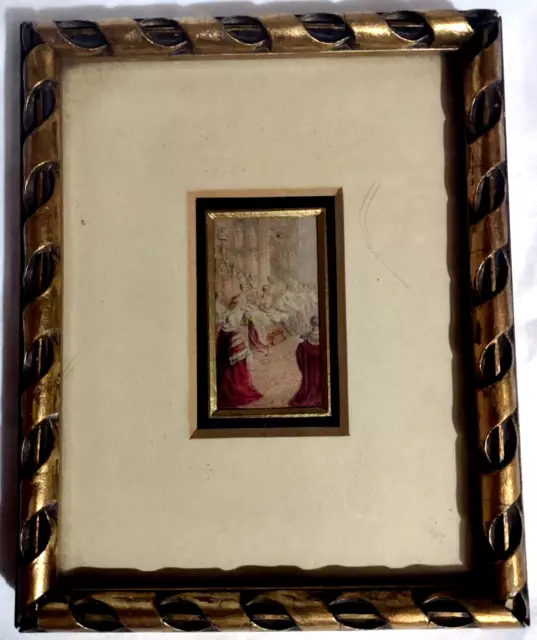 4x5 Framed Miniature Print VTG Hand-Colored Catherine the Great Coronation