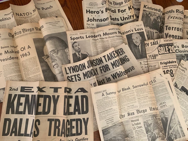 LOT~JOHN F. KENNEDY Assassination San Diego Newspaper Articles ~1963 ...