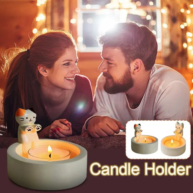 Warming Seine Pfoten Cartoon Kätzchen Kerzenhalter Desktop Ornamente Dekor DIY