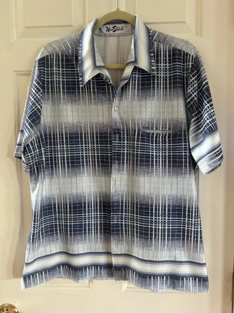 ALAN STUART BUTTON Down Shirt Mens Size XL 100% Silk Vintage 80s Plaid ...