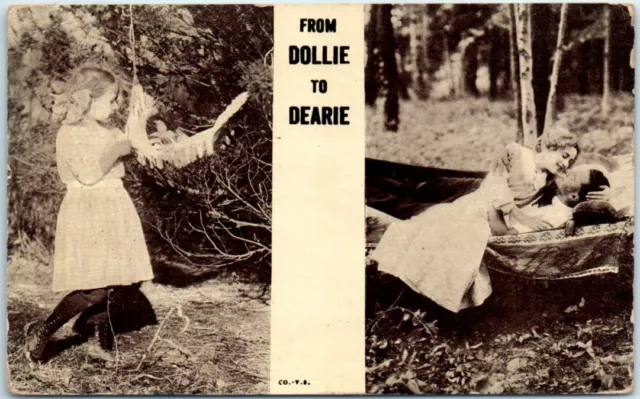 Postcard - From Dollie to Dearie - Love/Romance Greeting Card - Lovers Picture