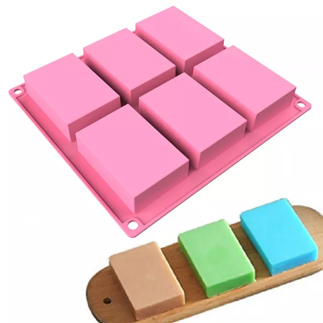 6 Cavity Rectangle Cake Baking Mold for Homemade Soap Mould Silicone DIY Mold