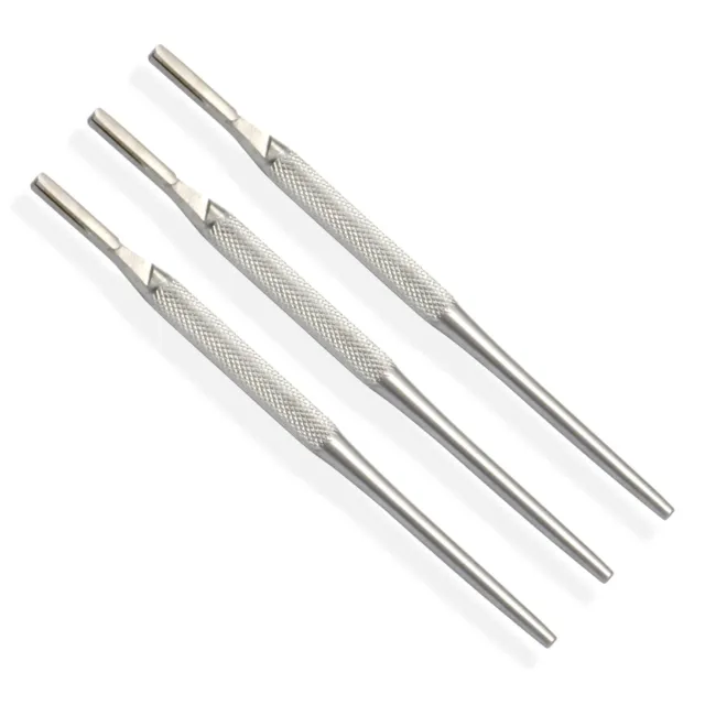 3 Pcs Sterile Surgical Scalpel Knife Handle Blade Holder #3 With Round Pattern