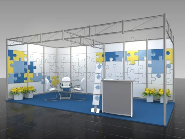 OCTANORM OCTAquick 6x3m Messestand +Teppich, Möbel, Beleuchtung+Blende zur Miete