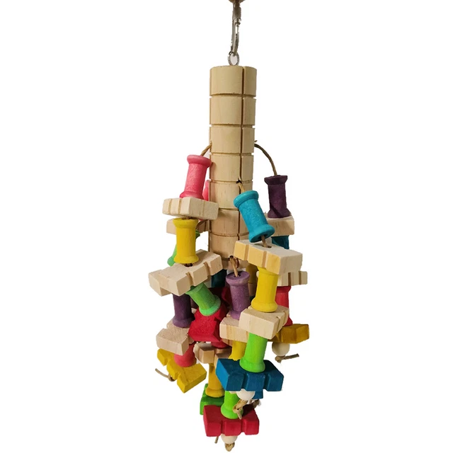 Juguete para pájaros ejercicio de alta fuerza masticar colorida madera escalada escalera ligero