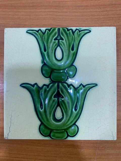 Tiles England 6x6 Inches Majolica Rare Antique Collectible Art Nouveau