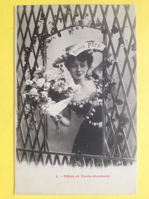 cpa back 1900 phototypy A. BERGERET & Cie NANCY Sainte BON FÊTE Gate of Happiness