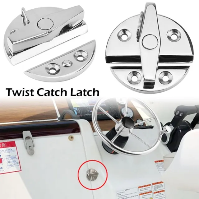 Steel Round Turn Button Knob Lock Twist Catch Latch Furniture Hardware