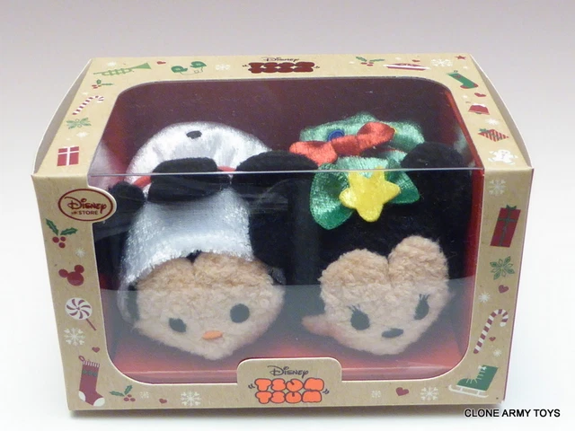 Disney Store Exclusive Mickey & Minnie Mouse Christmas Mini Tsum Tsum Plush Set 2