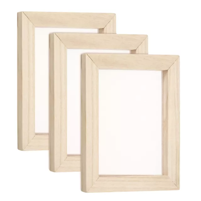 3pcs Silk Screen Printing Frame, 7.1x5.9 Inch Wood with 160 White Mesh DIY