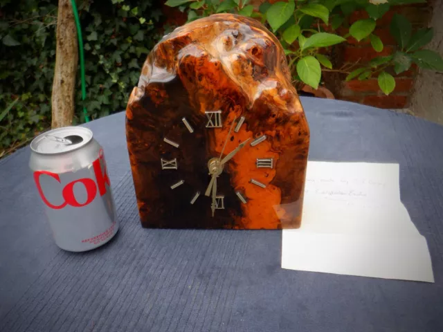 Unique Hand Crafted Burl  Wood Mantle Clock  - Stunning Clock