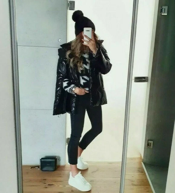 Vinyl effect store puffer jacket zara