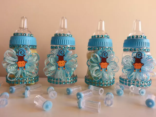 12 Monkey Fillable Bottles Baby Shower Favors Prizes Safari Jungle Noah's Animal