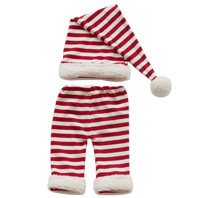 1 set pantaloncini cappello a righe Natale bambino abito bambino fotografia costume bambino Str