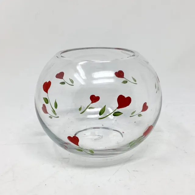 teleflora clear round glass vase hand painted flowers