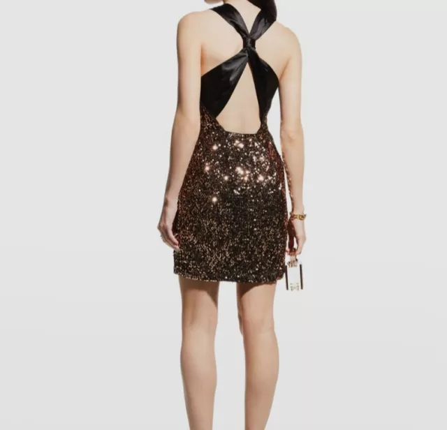 $395 Milly Women's Black Vivi Sequined Sleeveless Mini Dress Size 4 2